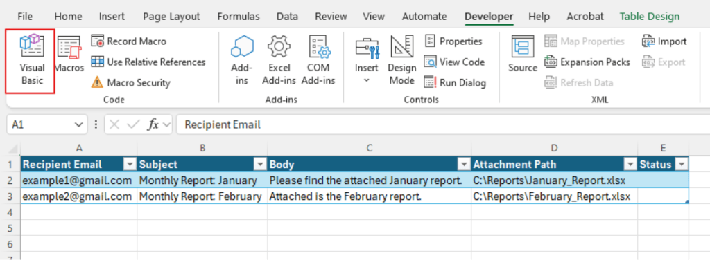 The Excel VBA editor window opened with the Alt plus F11 shortcut.