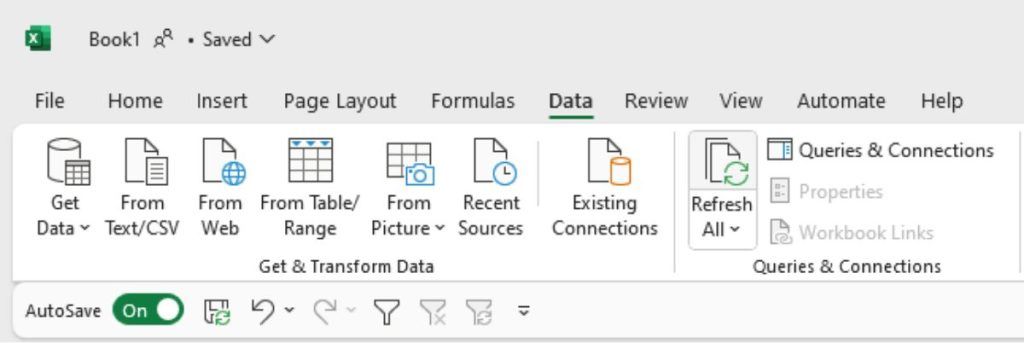 Clicking Refresh on the Excel Data tab to repull the updated trial balances.