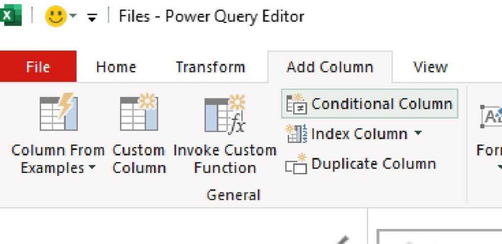 The Conditional Column button on the Add Column tab in the Power Query Editor.