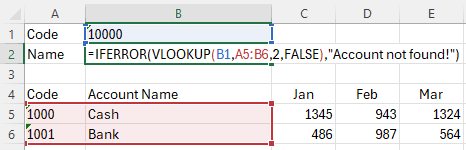 Using IFERROR with VLOOKUP to handle a missing value in Excel.